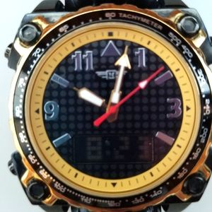 Invicta Men Watch black leather band